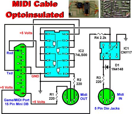 MIDI Cable Optoinsulated Schematic 1